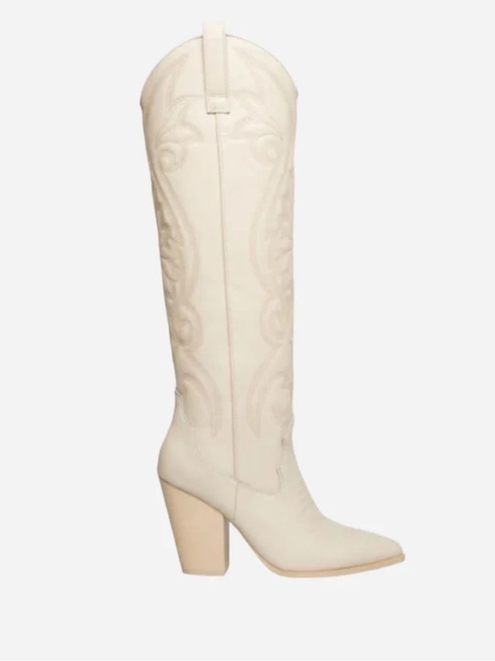 Steve Madden White Over-the-Knee Western Block Heel Boots